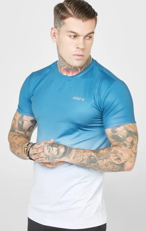 Teal Sports Fade Muscle Fit T-Shirt sold by Siksilk