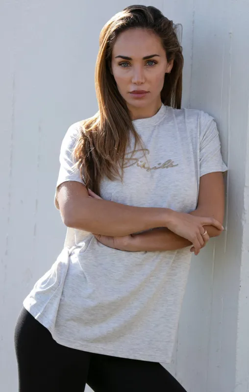 Grey Marl Signature Boyfriend T-Shirt sold by Siksilk