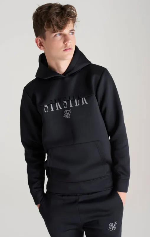Boys Black Cut And Sew Logo Overhead Hoodie sold by Siksilk