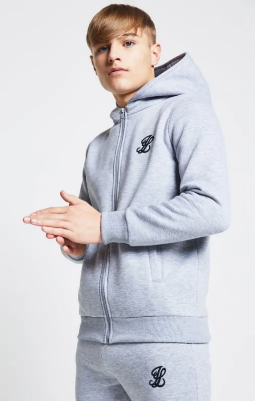 Boys Illusive Grey Marl Essentials Zip Thru Hoodie sold by Siksilk