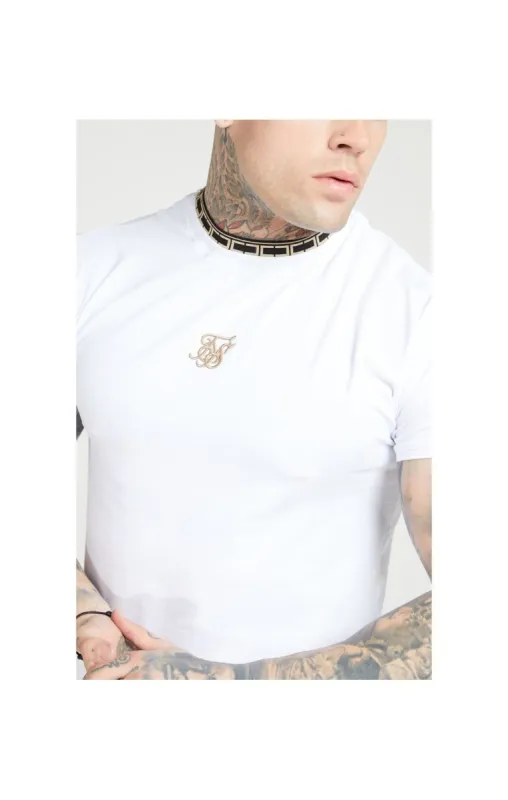 SikSilk Tape Collar Gym Tee - White & Gold sold by Siksilk