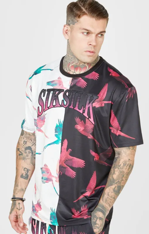 Ecru Print Oversized Short Sleeve T-Shirt sold by Siksilk