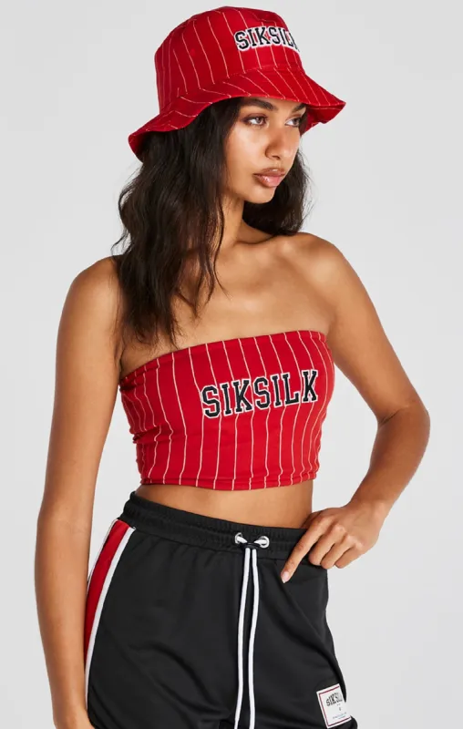 Red Pinstripe Bandeau Top sold by Siksilk