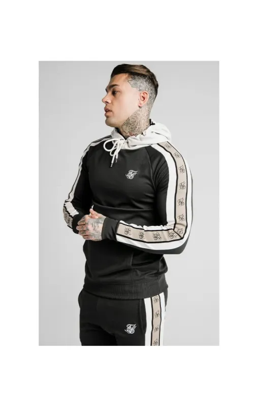 SikSilk Premium Tape Overhead Hoodie - Jet Black & Off White sold by Siksilk