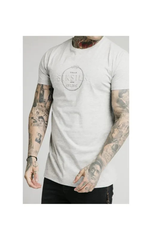 SikSilk Straight Hem Chain Print Box Tee - Grey Marl sold by Siksilk