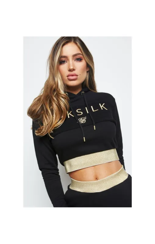 SikSilk Reverse Fleece Cropped Hoodie - Black sold by Siksilk
