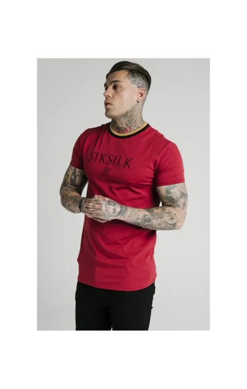SikSilk Straight Hem Gym Tee – Red,Gold & Black sold by Siksilk