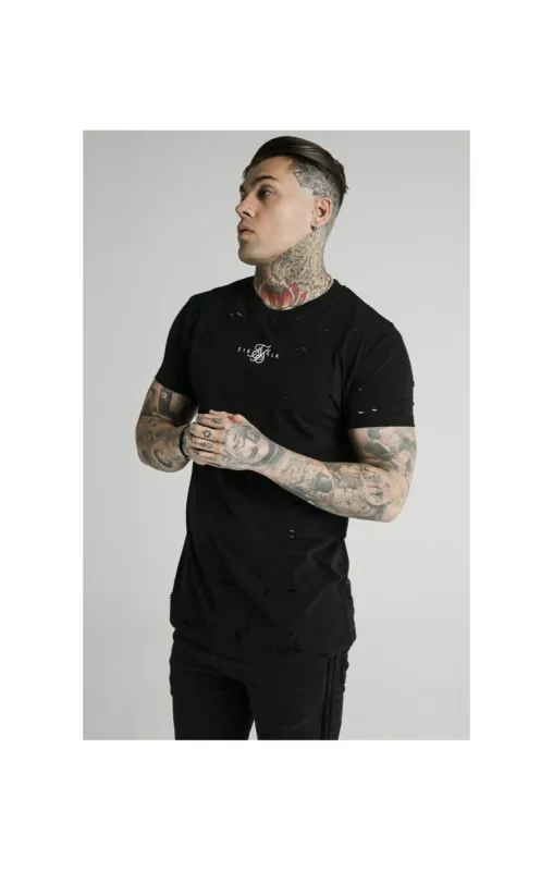 SikSilk S/S Distressed Box Tee - Black sold by Siksilk