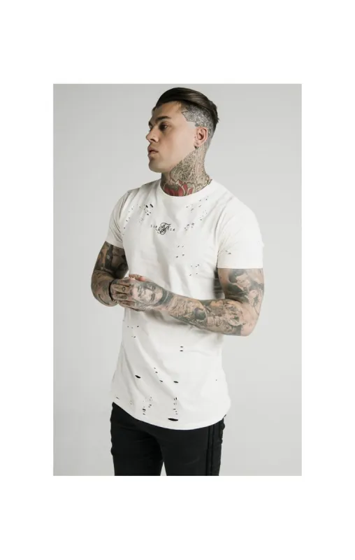 SikSilk S/S Distressed Box Tee - Off White sold by Siksilk