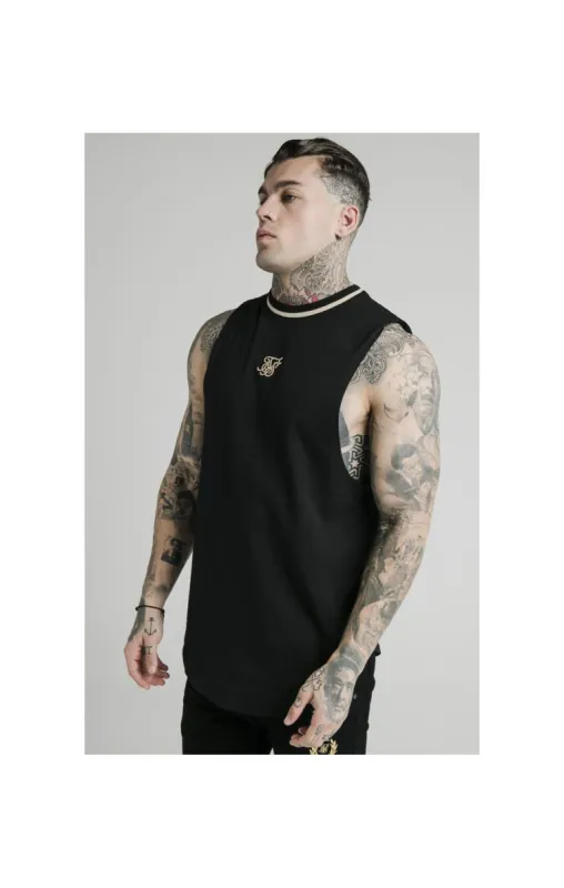 SikSilk Yarn Rib Drop Vest - Black sold by Siksilk