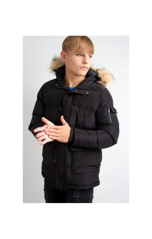 Illusive London Puff Parka – Black sold by Siksilk