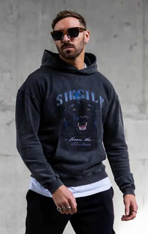 Black Graphic Slim Cropped Hoodie sold by Siksilk