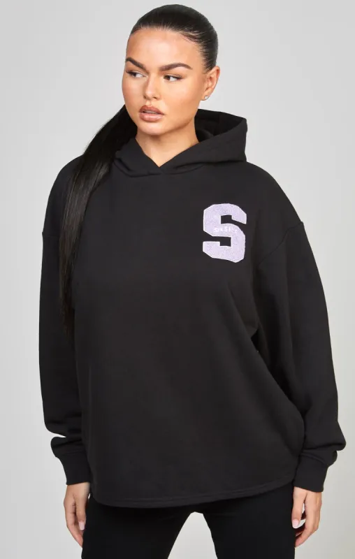 Black Longline Varsity Hoodie sold by Siksilk