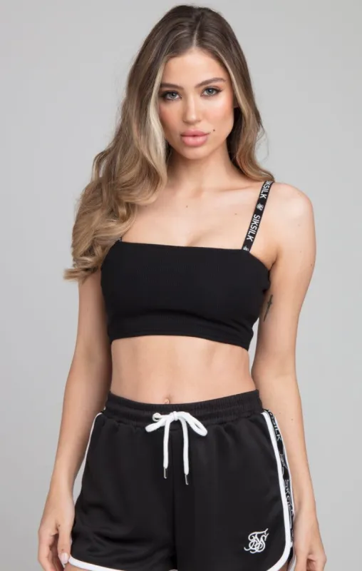 SikSilk Ribbed Tape Bralette - Black sold by Siksilk