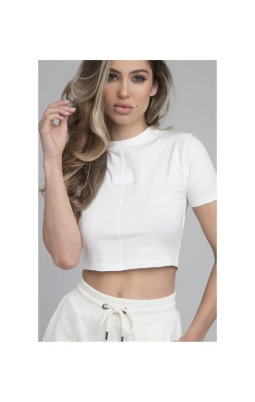 SikSilk Half & Half Crop Tee - White sold by Siksilk