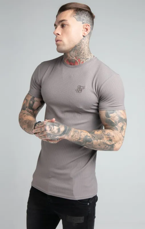 Grey Rib Raglan Muscle Fit T-Shirt sold by Siksilk