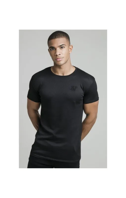 Black Ribbed Raglan Muscle Fit T-Shirt sold by Siksilk