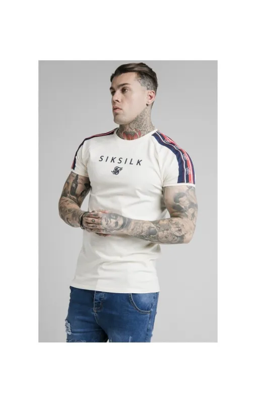SikSilk S/S Raglan Retro Tape Gym Tee - Off White sold by Siksilk