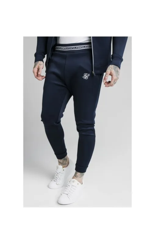 SikSilk Element Muscle Fit Cuff Joggers - Navy & White sold by Siksilk
