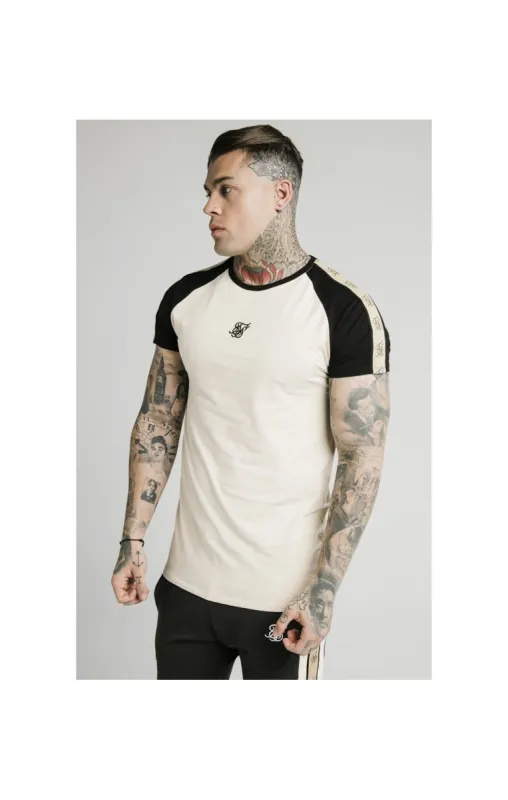 SikSilk Raglan Premium Tape Gym Tee - Ecru & Black sold by Siksilk