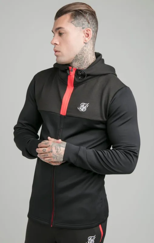 SikSilk Covert Zip Through Hoodie - Black & Red sold by Siksilk