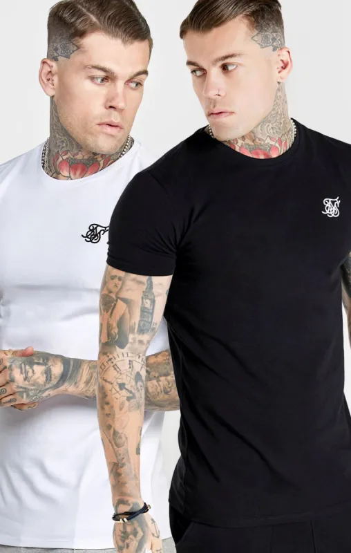 Black Twin Pack Muscle Fit T-Shirt sold by Siksilk
