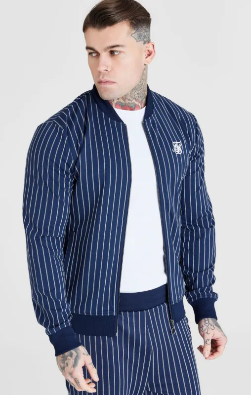 SikSilk Pinstripe Bomber - Navy sold by Siksilk