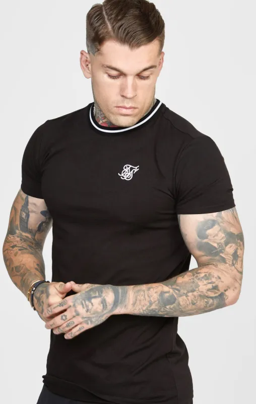Black Gym Fit T-Shirt W Yarn Dyed Rib sold by Siksilk