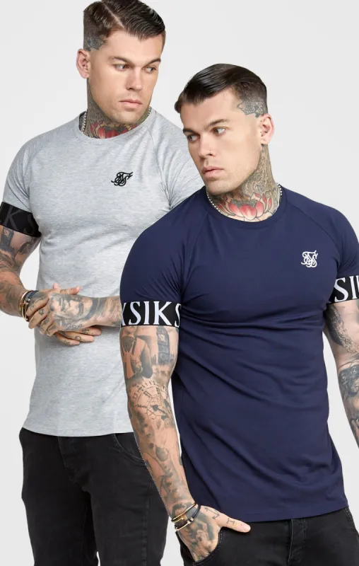 Navy Twin Pack Muscle Fit Tech T-Shirt sold by Siksilk