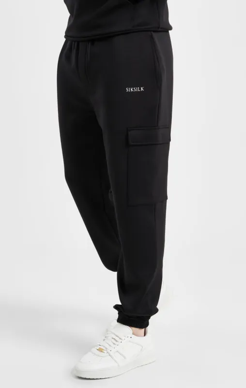Black Poly Cargo Joggers sold by Siksilk