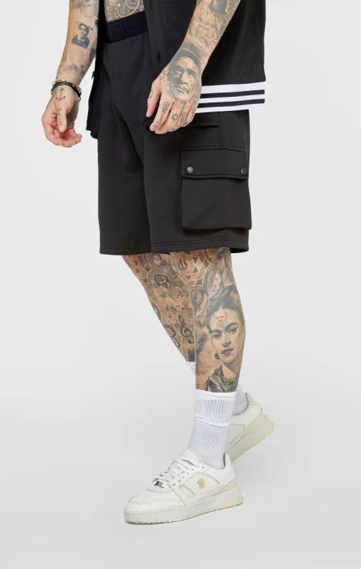 Black Casual Cargo Pocket Short sold by Siksilk