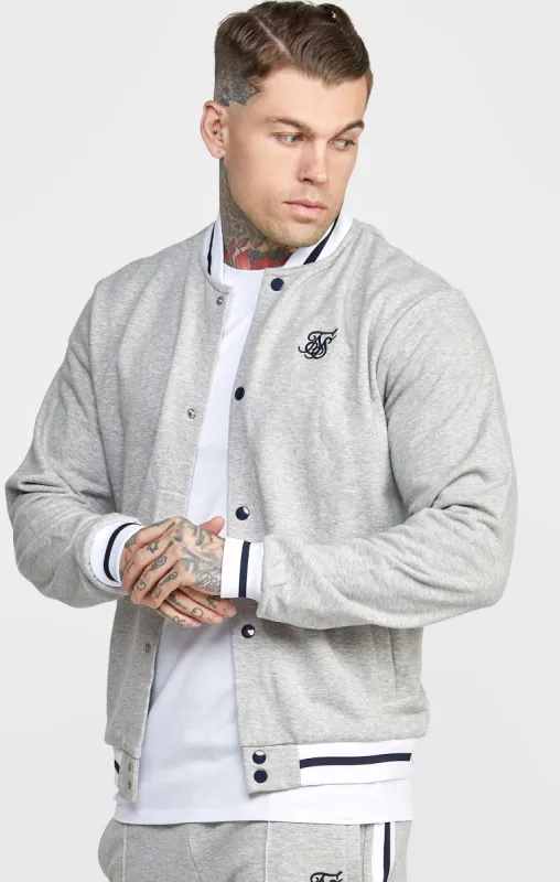 Grey Marl Collegiate Logo Varsity Jacket sold by Siksilk