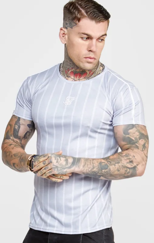 Grey Striped Muscle Fit T-Shirt sold by Siksilk