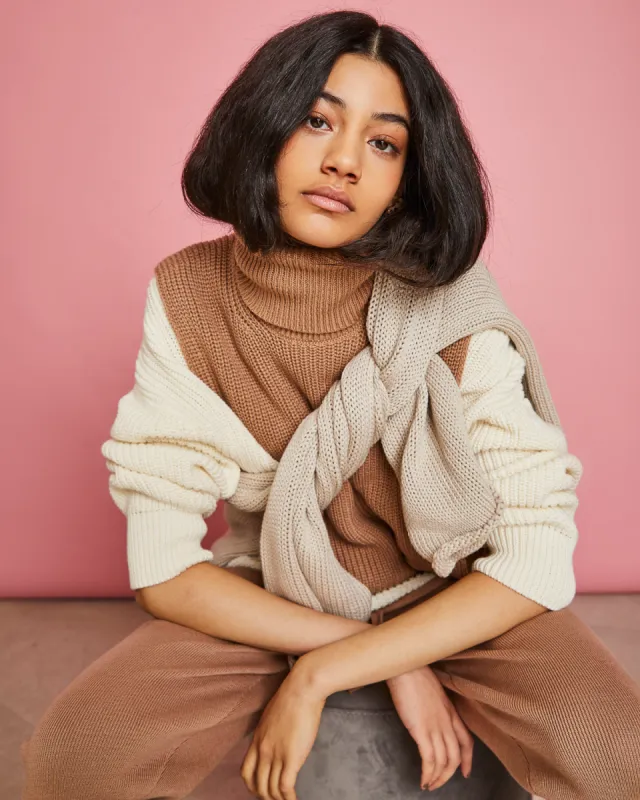 Tuuva Fake Turtleneck Cappucino sold by Earthkind