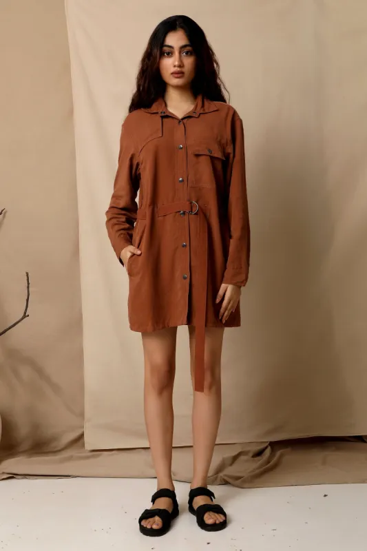 New Yorker Shirt Dress Copper Brown sold by Earthkind