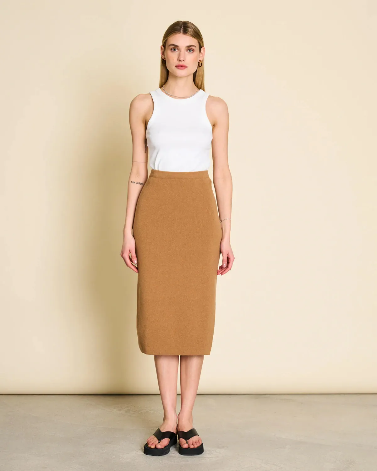 Jammu Recycled Cashmere Skirt Wood sold by Earthkind product image thumbnail 4