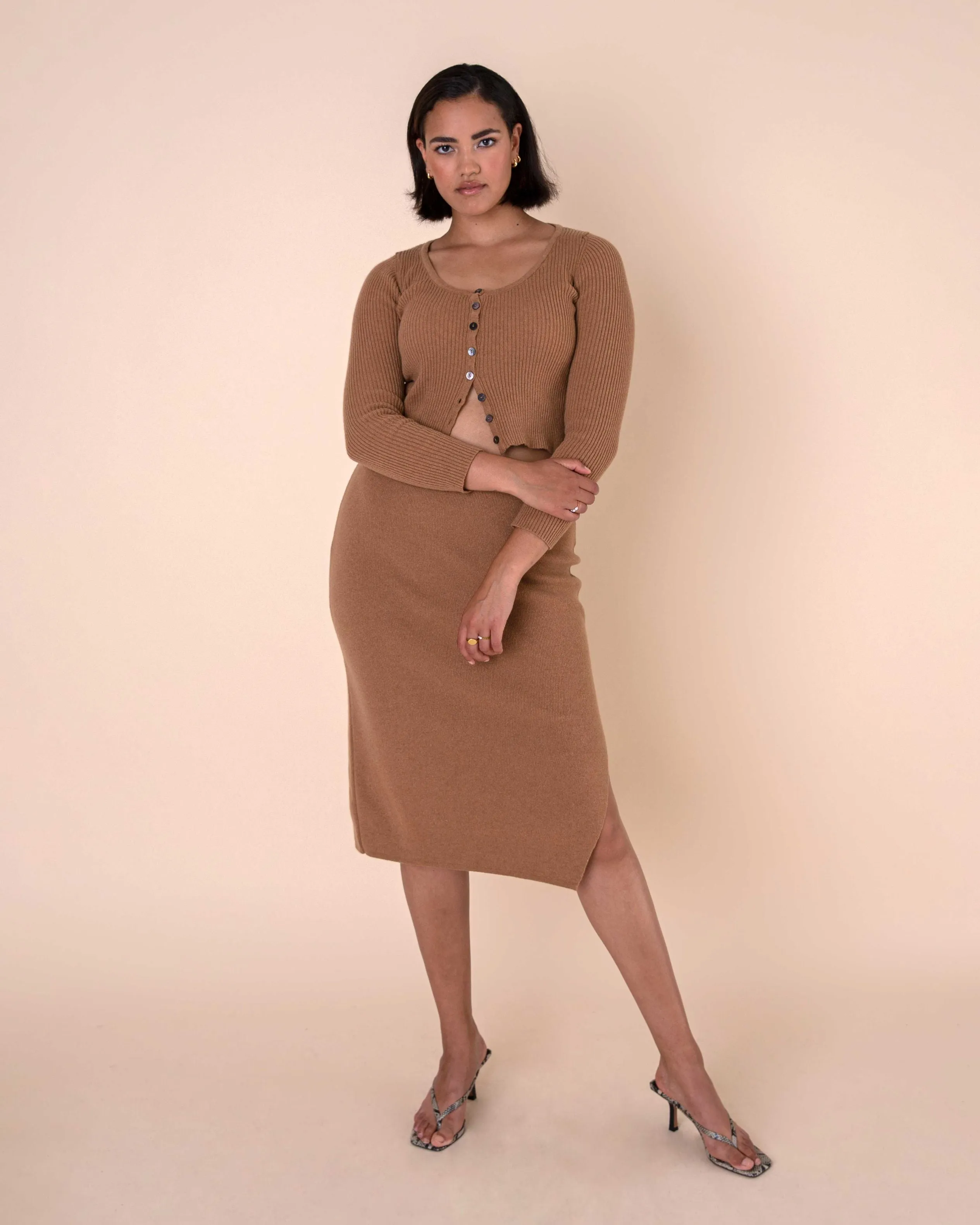 Jammu Recycled Cashmere Skirt Wood sold by Earthkind product image thumbnail 3