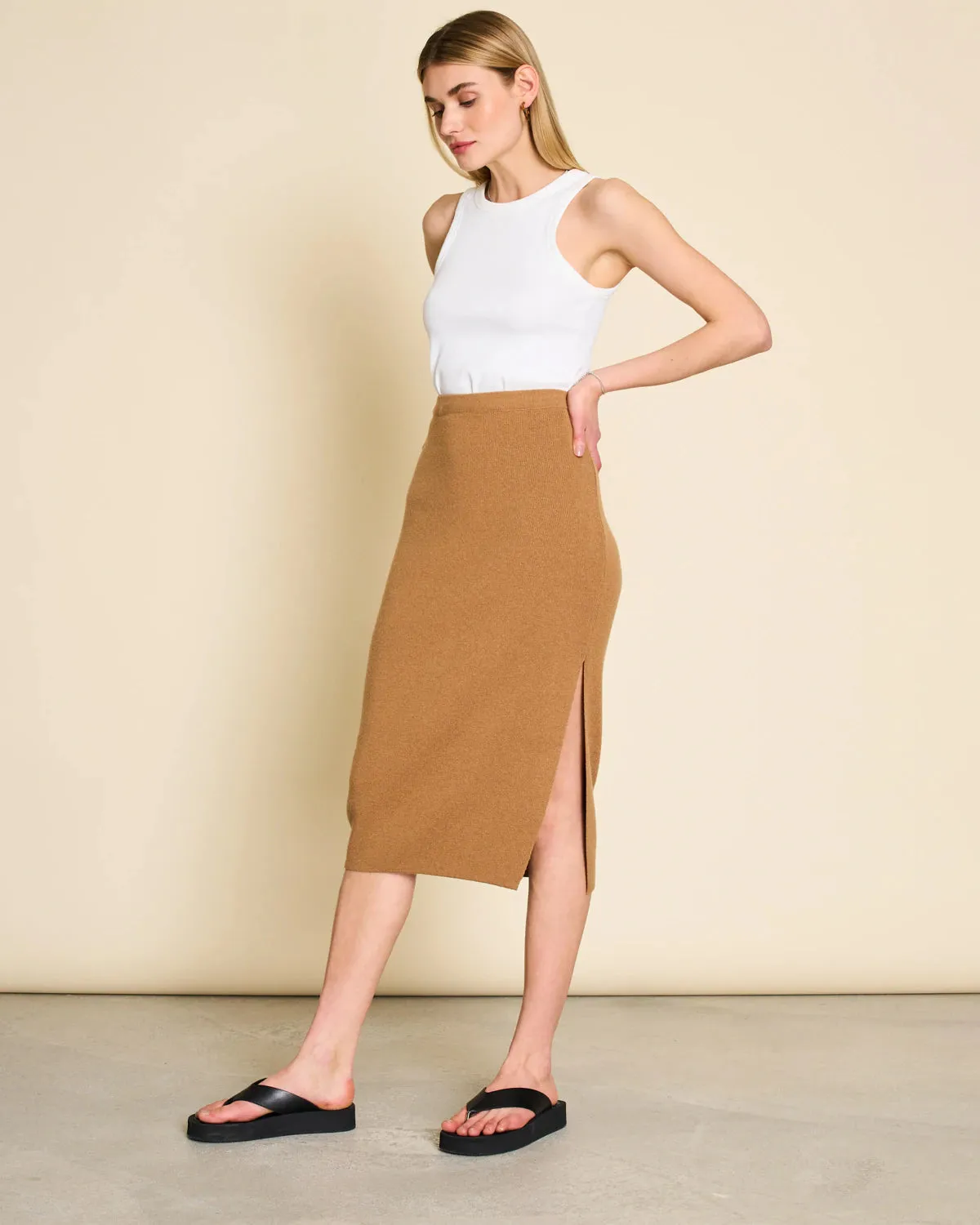 Jammu Recycled Cashmere Skirt Wood sold by Earthkind product image thumbnail 2