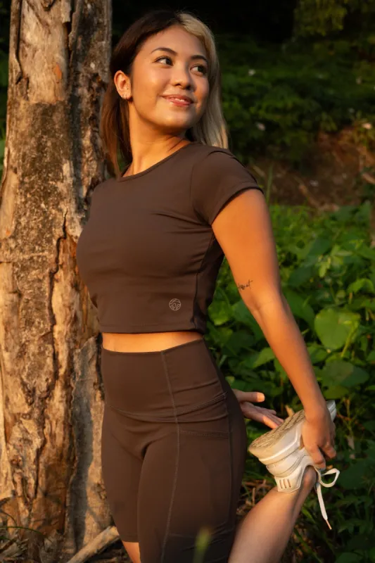 All Day Cropped Tee - espresso sold by Earthkind