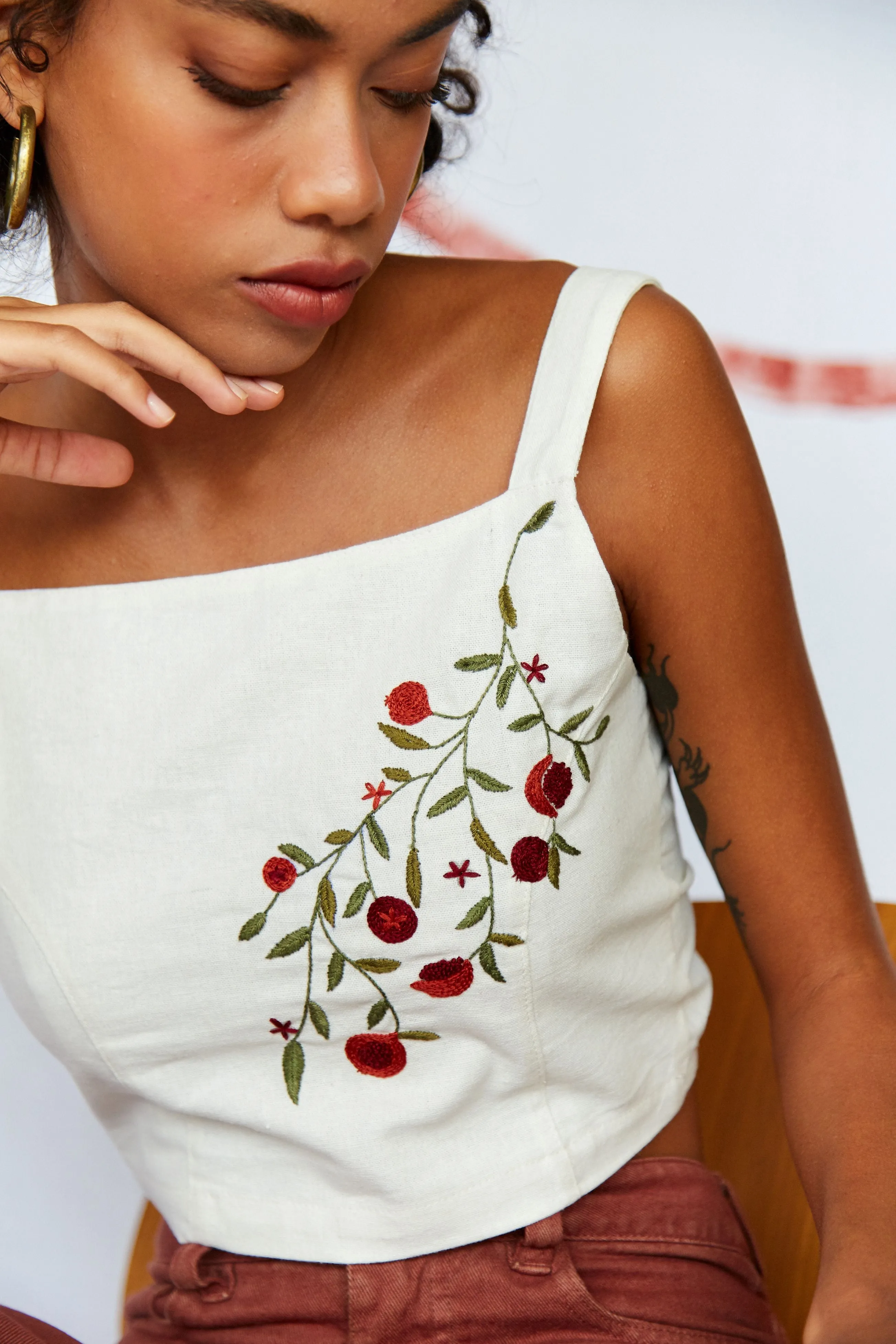 Pomegranate Embroidered Top sold by Earthkind