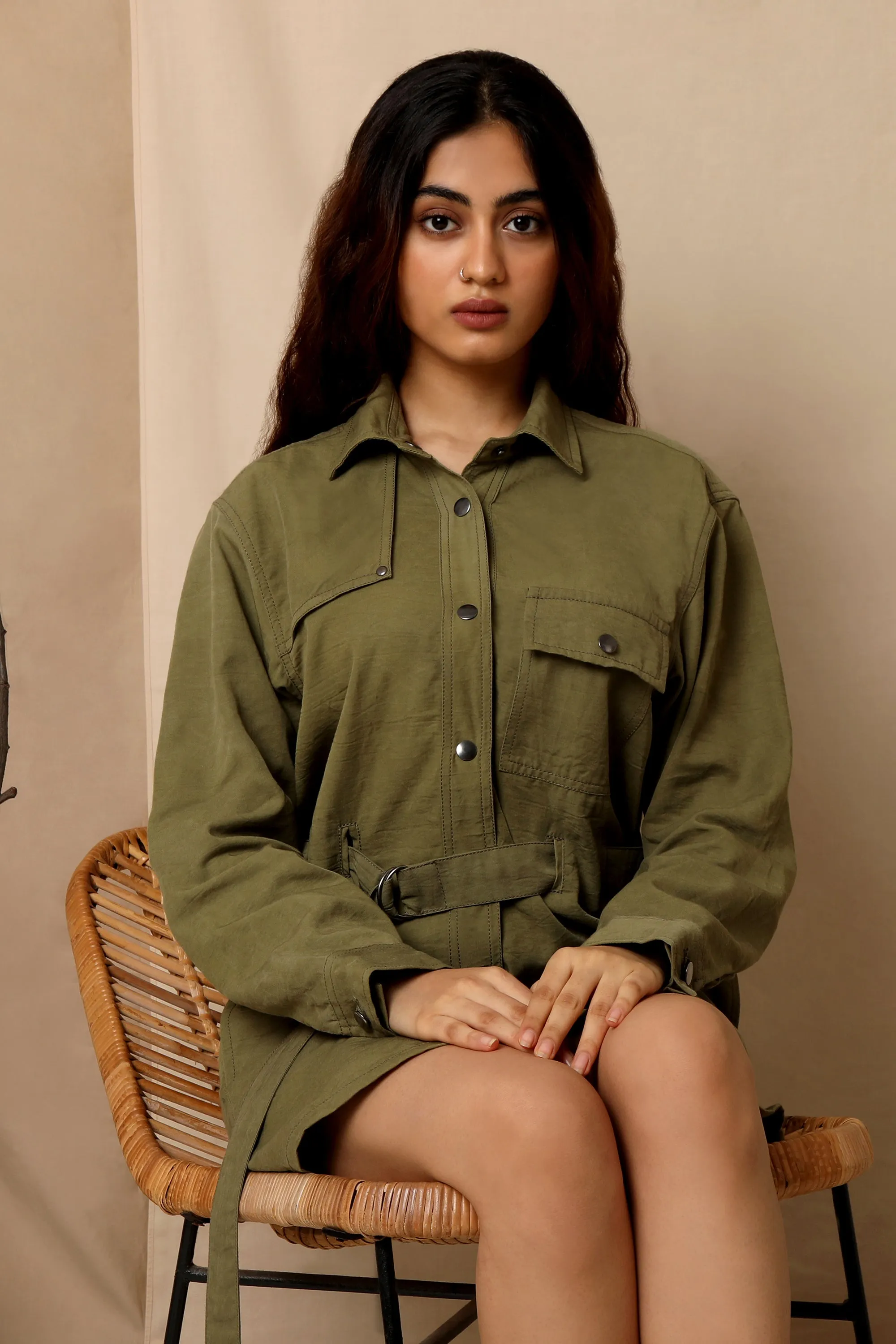 New Yorker Shirt Dress Winter Moss sold by Earthkind product image thumbnail 3