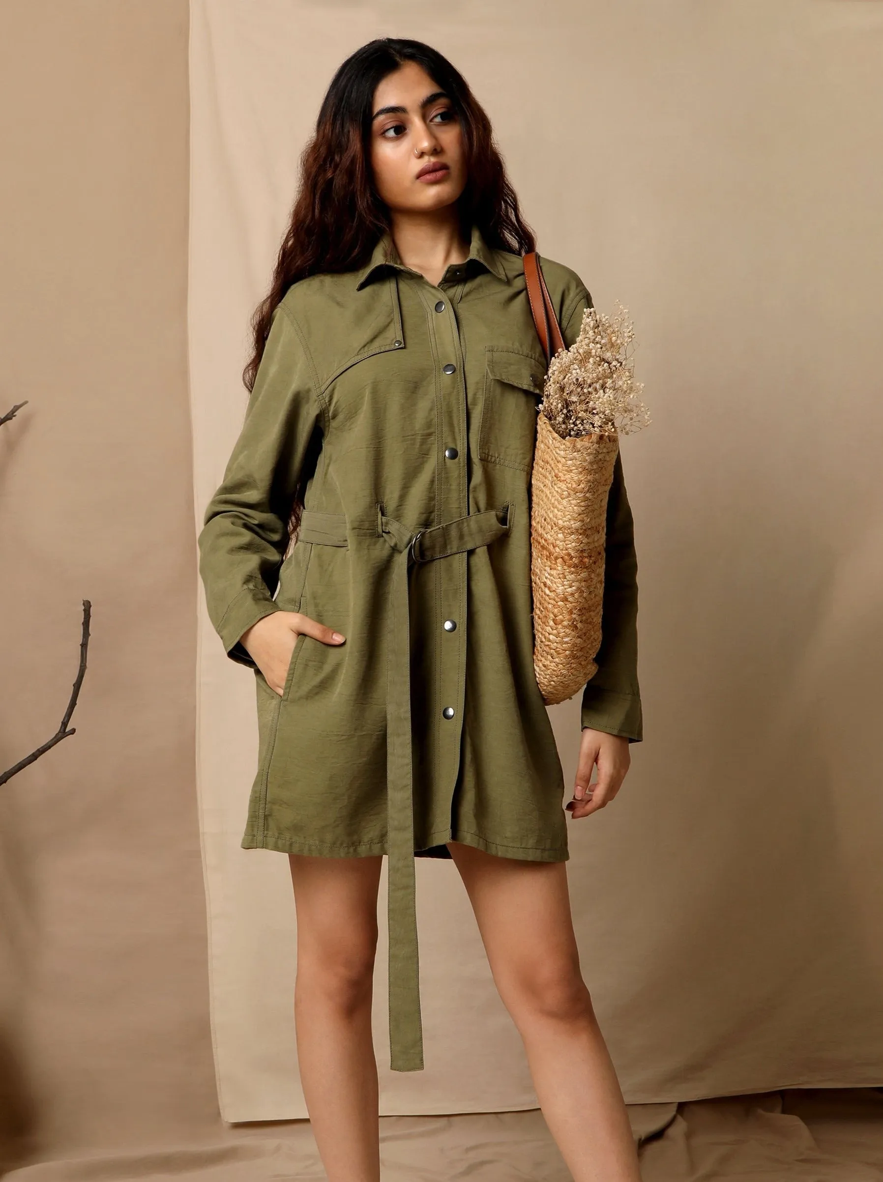 New Yorker Shirt Dress Winter Moss sold by Earthkind