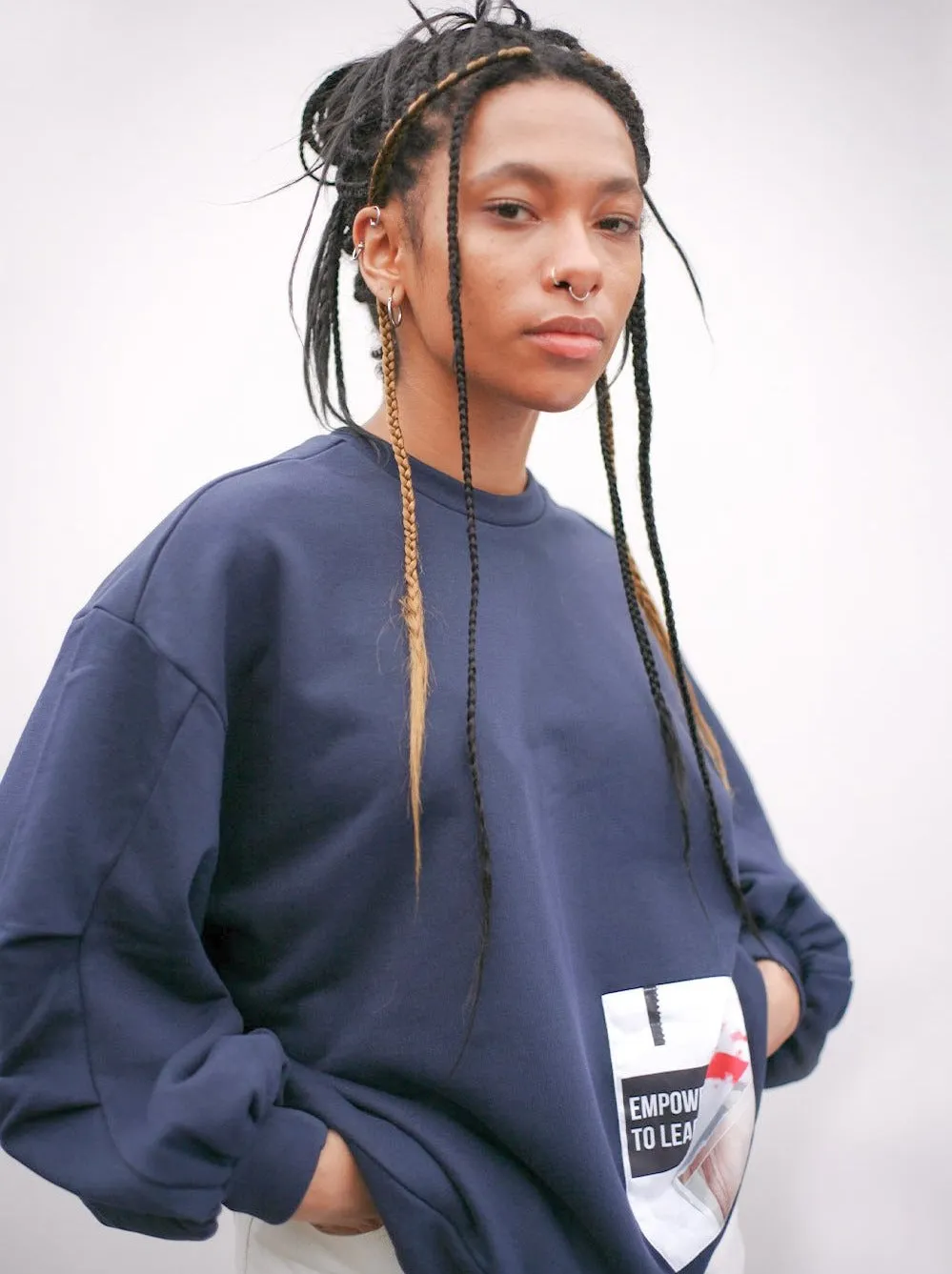Organic Cotton Oversized Jumper Navy sold by Earthkind