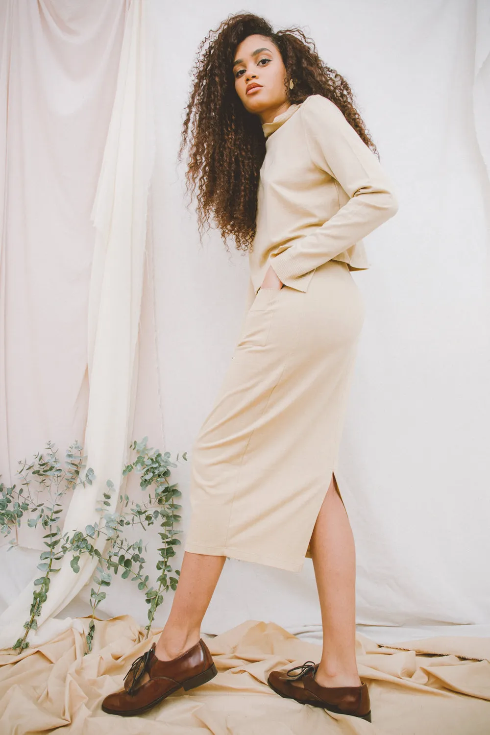 Maxi Knit Skirt in Ecru sold by Earthkind product image thumbnail 3