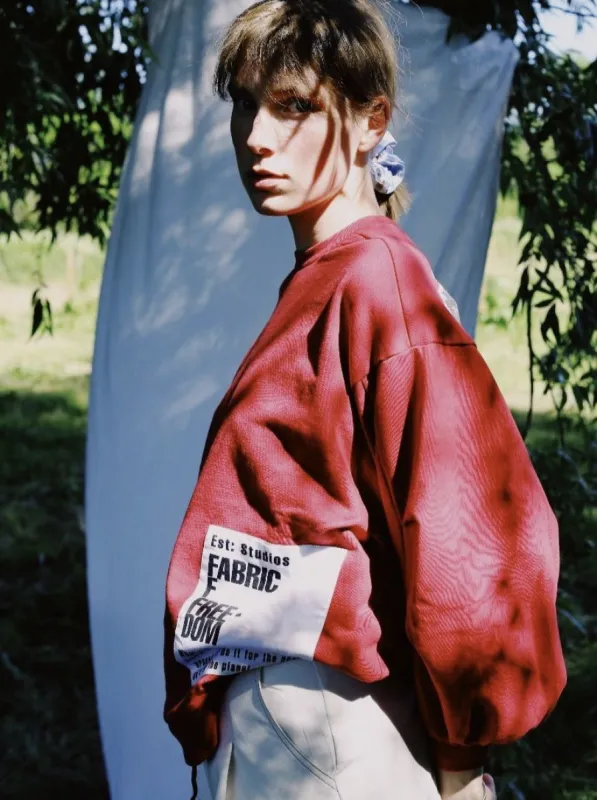 Organic Cotton Oversized Jumper Red made by Earthkind