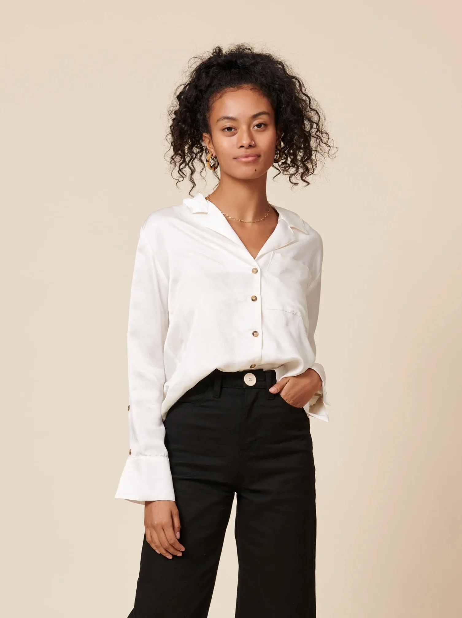 Maya Shiny Tencel™ Button Up sold by Earthkind