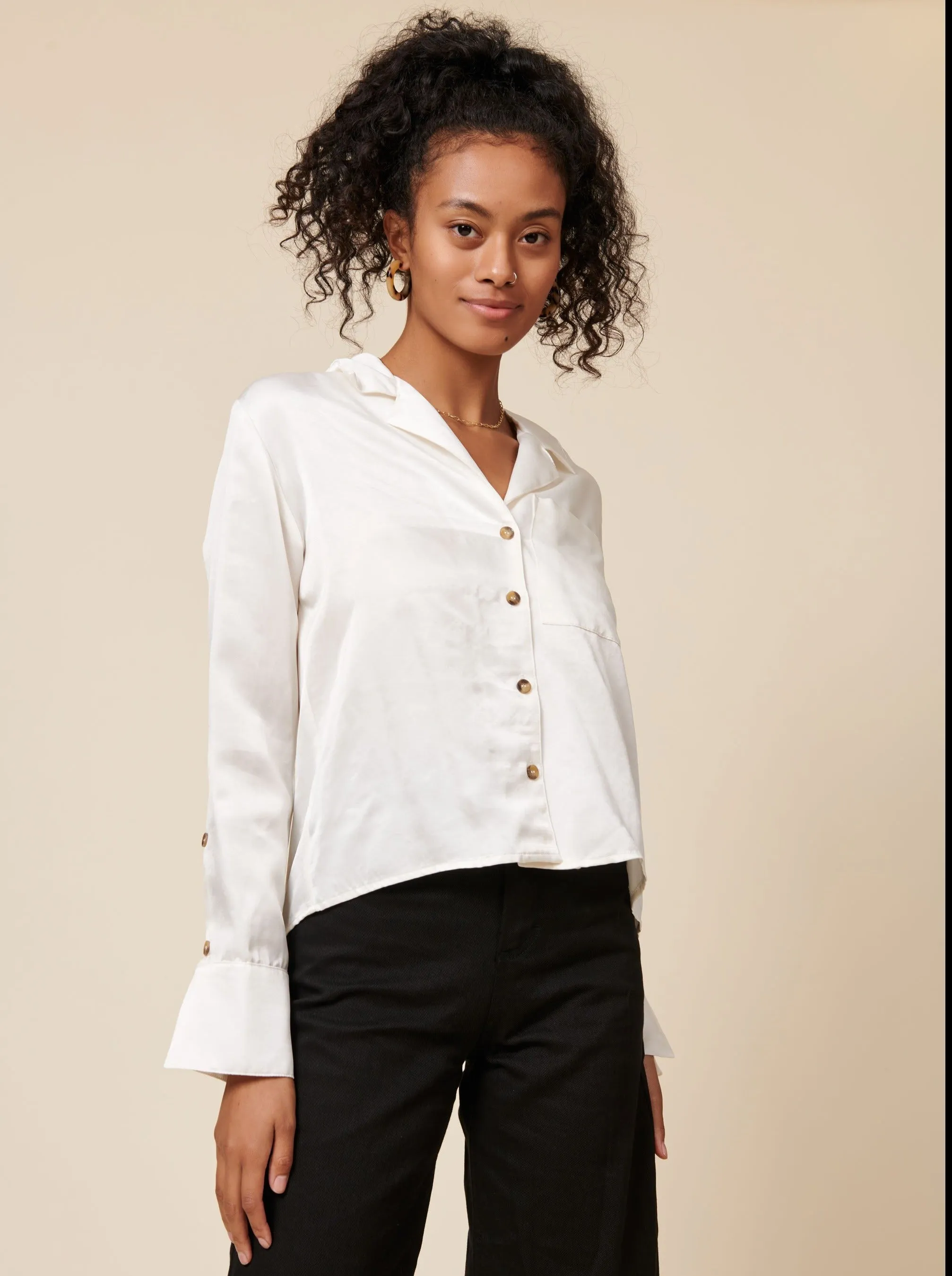 Maya Shiny Tencel™ Button Up sold by Earthkind product image thumbnail 2