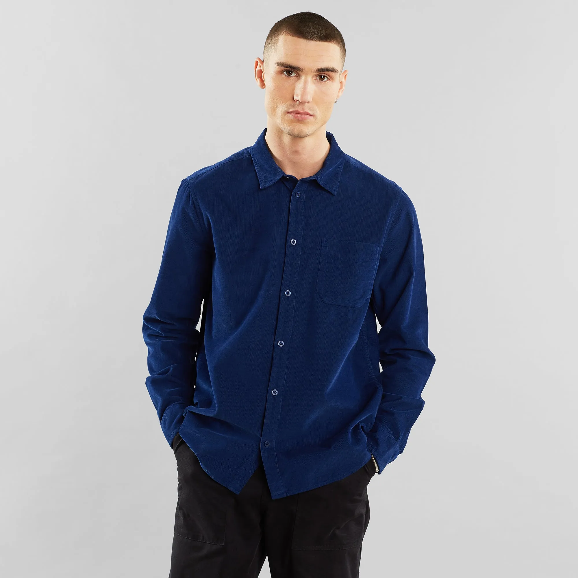 Varberg Corduroy Shirt Deep Blue sold by Earthkind