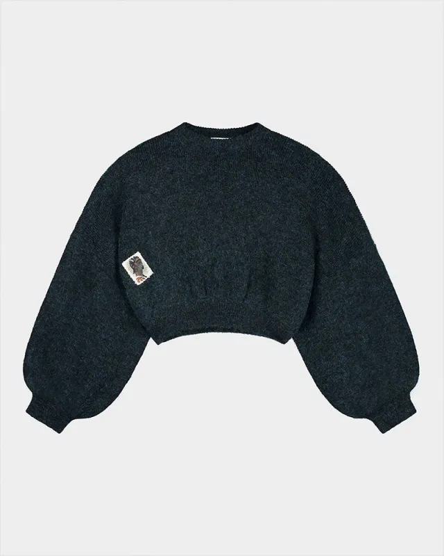 Camille Cropped Knitted Sweater | Black made by Stieglitz