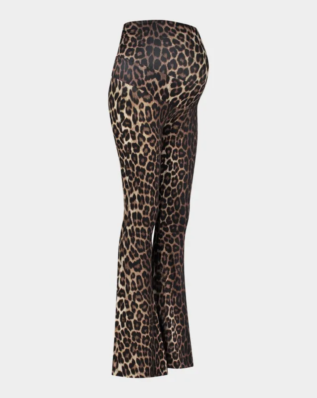 Leopard Maternity Flared Broek | Brown sold by Stieglitz